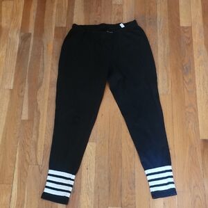 Torrid Black Cotton And Spandex Leggings with White Stripes Size 1